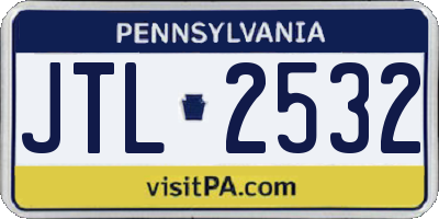 PA license plate JTL2532