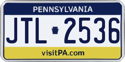 PA license plate JTL2536