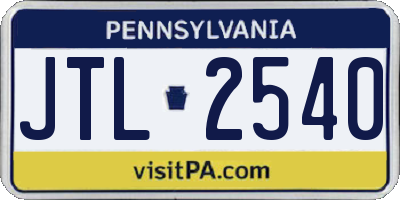 PA license plate JTL2540