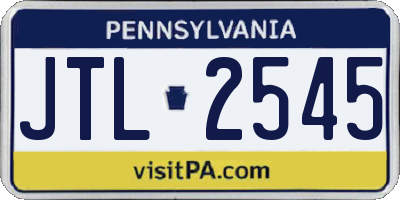 PA license plate JTL2545
