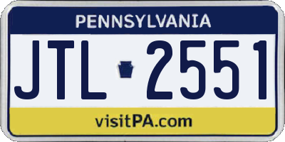 PA license plate JTL2551