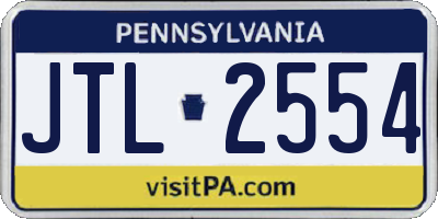 PA license plate JTL2554