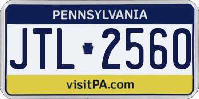 PA license plate JTL2560
