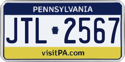 PA license plate JTL2567
