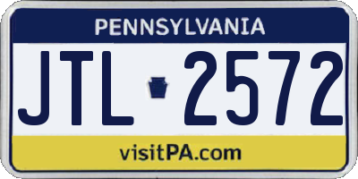 PA license plate JTL2572