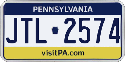 PA license plate JTL2574