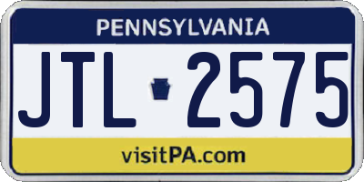 PA license plate JTL2575