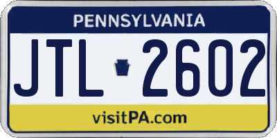 PA license plate JTL2602