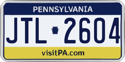 PA license plate JTL2604