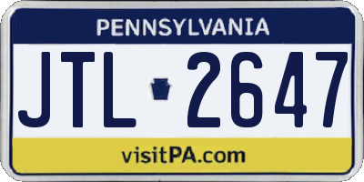 PA license plate JTL2647