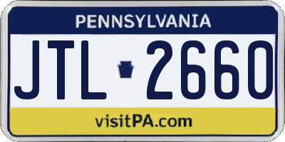 PA license plate JTL2660
