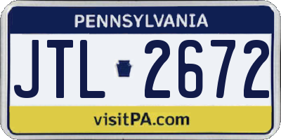 PA license plate JTL2672