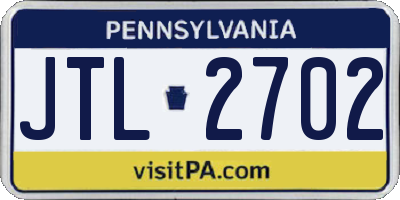 PA license plate JTL2702
