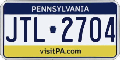 PA license plate JTL2704