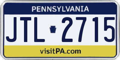 PA license plate JTL2715