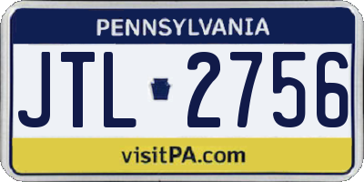 PA license plate JTL2756