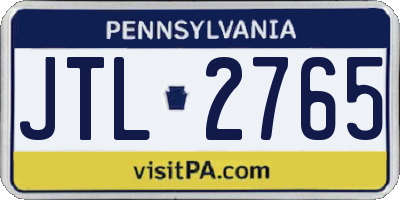 PA license plate JTL2765