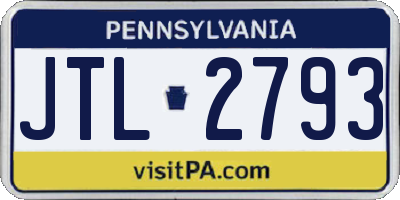 PA license plate JTL2793