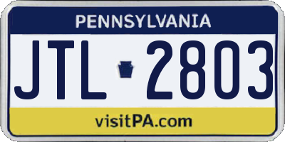 PA license plate JTL2803