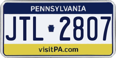 PA license plate JTL2807