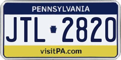 PA license plate JTL2820