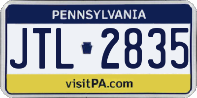 PA license plate JTL2835