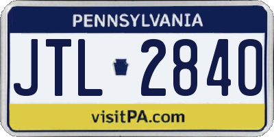 PA license plate JTL2840