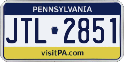 PA license plate JTL2851