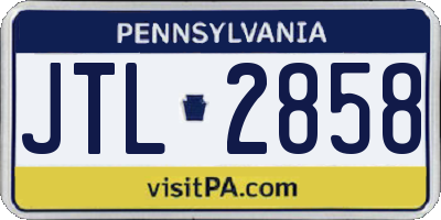 PA license plate JTL2858
