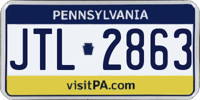 PA license plate JTL2863