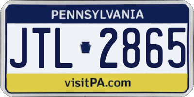 PA license plate JTL2865
