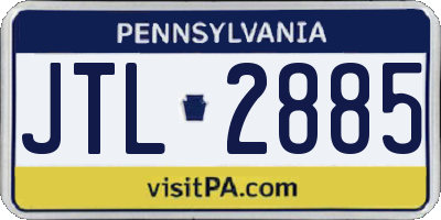 PA license plate JTL2885