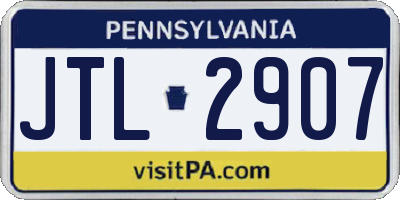 PA license plate JTL2907