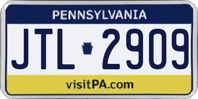 PA license plate JTL2909