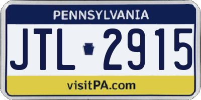 PA license plate JTL2915