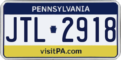 PA license plate JTL2918
