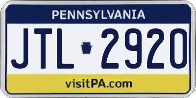 PA license plate JTL2920