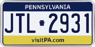 PA license plate JTL2931