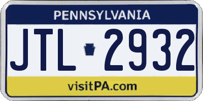 PA license plate JTL2932