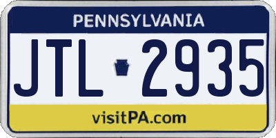 PA license plate JTL2935