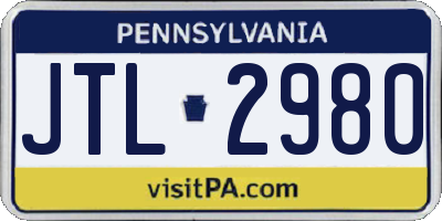 PA license plate JTL2980