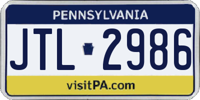 PA license plate JTL2986