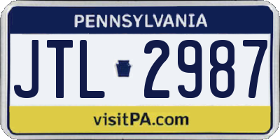 PA license plate JTL2987