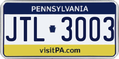 PA license plate JTL3003