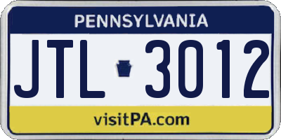 PA license plate JTL3012