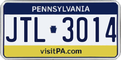 PA license plate JTL3014