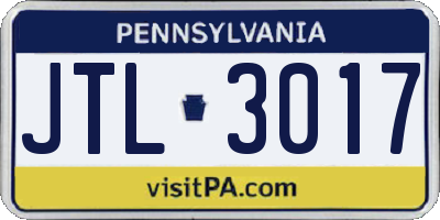 PA license plate JTL3017