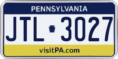 PA license plate JTL3027