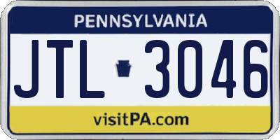 PA license plate JTL3046
