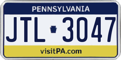 PA license plate JTL3047
